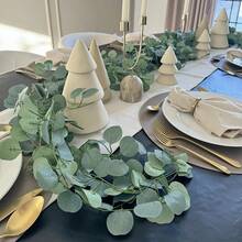 1/12/240pcs Artificial Eucalyptus Wreath, White Flowers, Silver Eucalyptus Leaves & Stars Wreath, Fake Green Plant Vines, Suitable For Wedding, Party, Fireplace, Table Runner, Home Decor, Room Decor, Bathroom Decor, Office Decor, Bedroom Decor, Summer Decor - Green - View 4