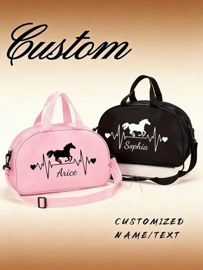 This Half-Circle Shaped Year Of The Horse New Year Gift Bag Features A Horse Heart-Shaped Pattern Print Design. You Can Customize Your Name Or Holiday Greetings As Needed. It Comes With An Adjustable Shoulder Strap, With A Fashionable And Casual Design. This Is A Multi-Functional, Decorative, Fashionable, Modern, Colorful, And Adorable Gift.