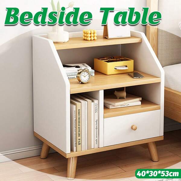 Aimall Bedside Cabinet Modern Small Bedroom Storage Nightstand Space Saving Durable