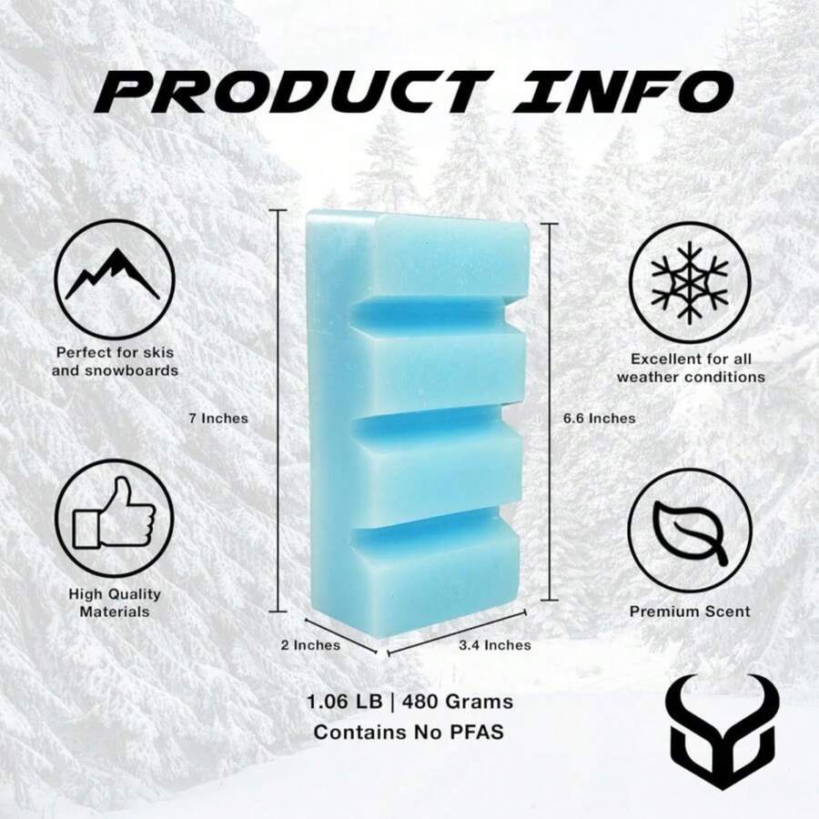 Demon Hyper Ski And Snowboard Wax -Universal Blend For Any Season And Snow Conditions- 106 LB_ 480 Gm Block- Made In USA- No PFAS - White - View 1