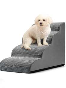 1/2/3/4/5 Level Pet Stairs, Bed Ramp, Anti-Slip & Durable, Removable & Washable. Suitable For Injured, Elderly Dogs & Cats, And Pets With Joint Pain - Grey - View 3