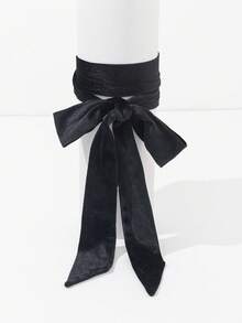 1pc Women's Elegant Velvet Satin Long Scarf, High-End Solid Color Casual Polyester Fiber - Multicolor - View 4