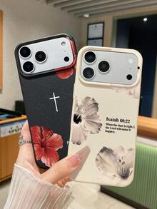 3件套基督教圣经经文、十字架、芙蓉花仿皮纹理防摔防滑手机壳，兼容和Galaxy，适合基督徒、信仰爱好者、母亲节、生日及日常使用。 - 彩色 - 查看 8