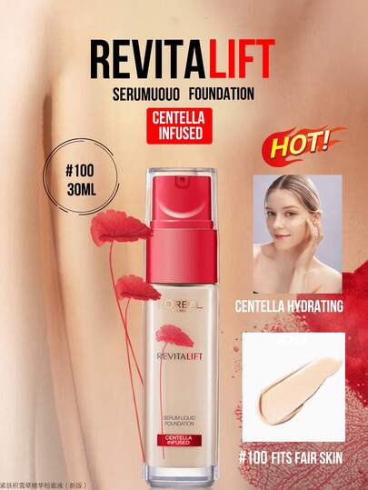 L’Oreal Paris 5/30 ml Kırışıklık Karşıtı Esans Fondöten, 100 Numara, Açık Ten Tonları İçin Uygun, Cildi Beslemek, Onarmak ve Nemlendirmek İçin Centella Asiatica Özü İçerir, Hafif ve Yapışkan Olmayan Yapısıyla Cilt Bakımı ve Makyaj Faydalarını Birleştirir.