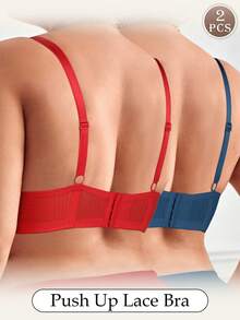 mimilemon 2 piezas Sujetador de encaje con aros para mujer de talla grande, conjunto de lencería cómoda - Multicolor - Ver 5