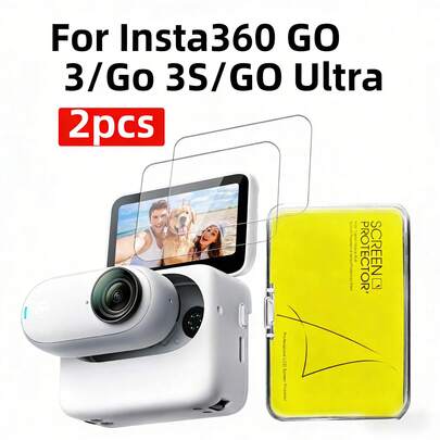 2 piezas de película protectora de pantalla para Insta360 GO 3/Go 3S/GO Ultra, dureza 9H, resistente a los arañazos