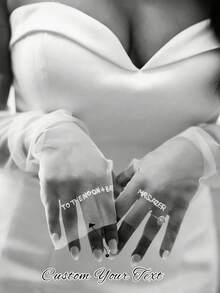 1 Pair Customized Wedding Bride Gloves, Personalized With Bride's Name And Date, Women's Long Mesh Gloves, Elegant Handmade Bridal Accessory, Suitable For Engagement, Anniversary, Gala, Ball, Wedding Ceremony, Opera, Masquerade, Birthday, New Year, Christmas And Other Occasions - Multicolor - View 2