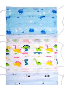 100 cubrebocas tricapa diseños infantiles - Azul - Ver 3