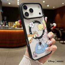 Miniso Disney Winnie The Pooh Cherry Blossom Phone Case Transparent Magnetic Shockproof Case Suitable For Iphone 17 Pro Max/17 Pro/17 Air/17/16/15/14/13/12/11/X/XS Pro/Pro Max Series Iphone 17 Pro Max Case Iphone 17 Pro Case Iphone 17 Case Stocking Stuffers The Girlfriend - 黑色 - 查看 1