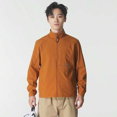 Timberland Men's Woven Soft Shell Jacket, Stand Collar Style, Casual Wear, Comfortable Outdoor Sports Coat