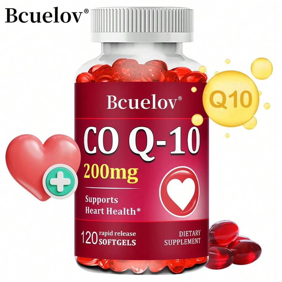 Coenzima CoQ10 200 mg, favorece la salud cardíaca, bucal y de las encías, aporta energía y es antioxidante. 120 cápsulas blandas. - 1 BOTELLA - Ver 1