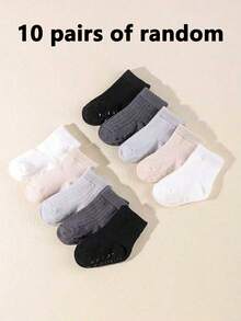 10對嬰兒素色防滑短襪適用於日常生活 - 彩色 - 查看 8