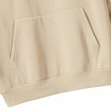 Pink Delicate Basic Kangaroo Hoodie Tumblr Style Women's Flannel Winter Coat - Màu be - Xem 4