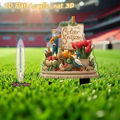 2D Acrylic Decorative Garden Stake, Depicting A Quirky Goose Wearing Overalls, Surrounded By Vibrant Tulips And A Cheerful Robin, Perfect To Add Charm To Your Garden And Lawn This Spring, Decorative Sign And Plaque, Outdoor Decor, Spring Display, Whimsical Design, Decorative Plaque, Handcrafted Details, Lightweight Ground Stake, Goose Statue, Tulip Painting Decor, Nature Enthusiasts, Seasonal Decor