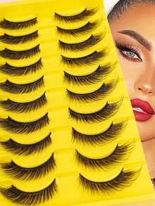 10 Pairs 3D False Eyelashes - Extended & Thickened Full Strip Design, Easily Achieve Voluminous Lashes, Significantly Enhance Eye Presence - View 7