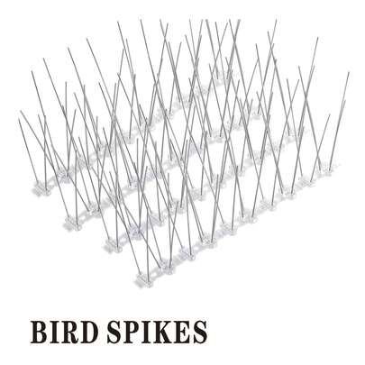 不锈钢防鸟刺套装，带塑料底座，易于安装的驱鸟系统，提供全年保护，有效阻止鸟类。