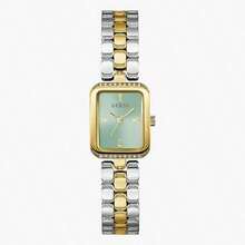 Guess GW0865L4 Women's Quartz Watch, Mint Green Square Dial, Two-Tone Stainless Steel Bracelet, Luxury Mini Square Watch, Fashion Casual Wristwatch For Gift - Light Green - View 6