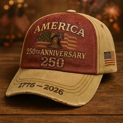 250th Anniversary Patriotic Baseball Cap, Patriotism, Independence, Adjustable Vintage Embroidered, Ideal Gift Choice, Festive Addition, History Enthusiast Hat, Unisex, Hand Wash Or Dry Clean