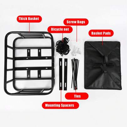 Cesta de la bicicleta trasera Cesta trasera de la bicicleta Canasta de bicicletas con red de carga Parte trasera de la canasta de bicicletas Cesta trasera de la bicicleta Parte trasera de la canasta de bicicletas con almohadilla Canasta de bicicletas Cesta de carga trasera de la bicicleta