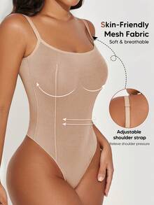 Tanga de malla con control de abdomen de alta elasticidad - Albaricoque - Ver 3