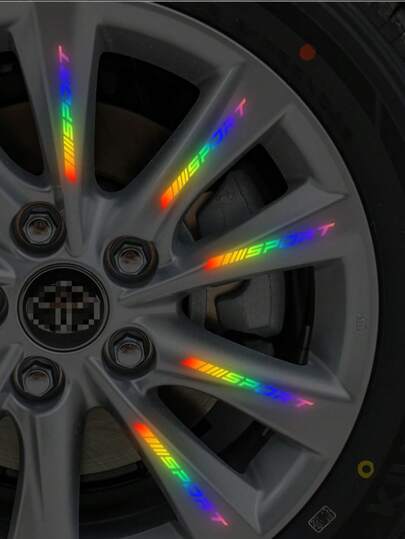 10ซม. สติกเกอร์สะท้อนแสงขอบล้อ, แถบสะท้อนแสงขอบล้อสไตล์สปอร์ต, เหมาะสำหรับรถยนต์, รถจักรยานยนต์, จักรยาน, เพิ่มความปลอดภัยและการตกแต่ง, ติดตั้งง่าย