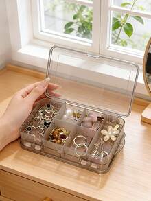 1 hộp đựng trang sức nhiều tầng dung tích lớn, hộp đựng trang sức di động với nhiều ngăn để đựng bông tai, dây chuyền, vòng tay, nhẫn, hộp trang sức chống bụi có vách ngăn, phù hợp cho phụ nữ. - Nhiều màu - Xem 1