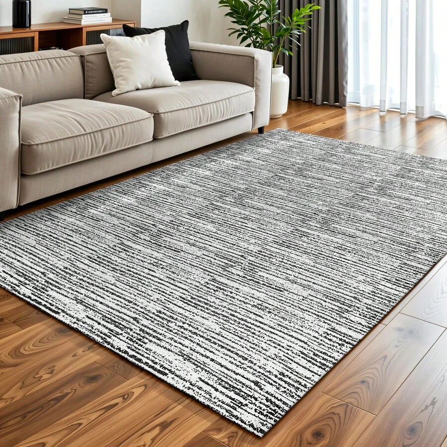 Jacquard Living Room Rug 2.00 X 1.40m Non-Slip Mixed Pattern Handmade Rustic Washable - Black - View 1