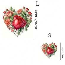 1片/2片/3片装大号牡丹花热转印贴片，DIY熨烫布贴，适用于T恤、连帽衫、棒球帽、帆布包等。 - 3PCS-S - 查看 2