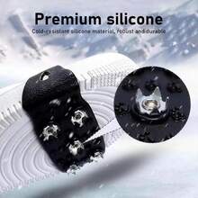 Crampon Traction Cleats Anti-Skid Traction Grips Crampons Spikes For Footwear For Walking, Jogging, Hiking, Mountaineering Ice Snow Grips ,Black Pair - Black - View 4