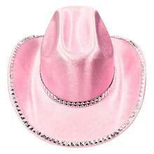 Rivets Metallic Cowgirl Hat Women Men Shiny Western Panama Jazz Hat For Wedding Rave Party Travel Accessories - B-Pink - View 7