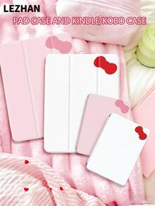 1pc Minimalist Cute Pink/Red Bow Pattern Tablet Protective Case, Compatible With 10th Gen/ (A16) 11 Inch 11th Gen 2025, 10.2 Inch, Pro 11 2021/2020, 9th/8th/7th Gen, Galaxy Tab S6 Lite 10.4 Inch, With Pencil Slot, Anti-Drop, Tablet Stand Case, Romantic Gift For Family And Friends, Valentine's Day, 2026 - Multicolor - View 1