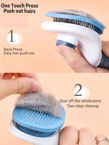 1 Set de 2 Cepillos para Aseo de Mascotas, Cepillo Desenredante + Cepillo de Aguja Fina Autolimpiante, Cuchillas Dobles para Desenredar Rápidamente, Cepillado Suave en Un Solo Paso, Acicalado Profundo, Dientes Redondos Respetuosos con la Piel, Desechado con Un Solo Clic, Reduce el Pelo Suelto - Azul - Ver 8