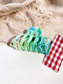 1个/8个装大理石纹休闲ABS塑料大理石南瓜发夹，高品质多功能鲨鱼爪发夹，女士适用 - 彩色 - 查看 3