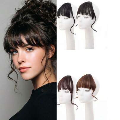 Synthetic Wigs Hair Clip In Double Sideburns Dragon Whiskers Bangs Invisible Front Fringes Clip In Hair Air Bangs Suitable For Women's Daily Wear And Gatherings