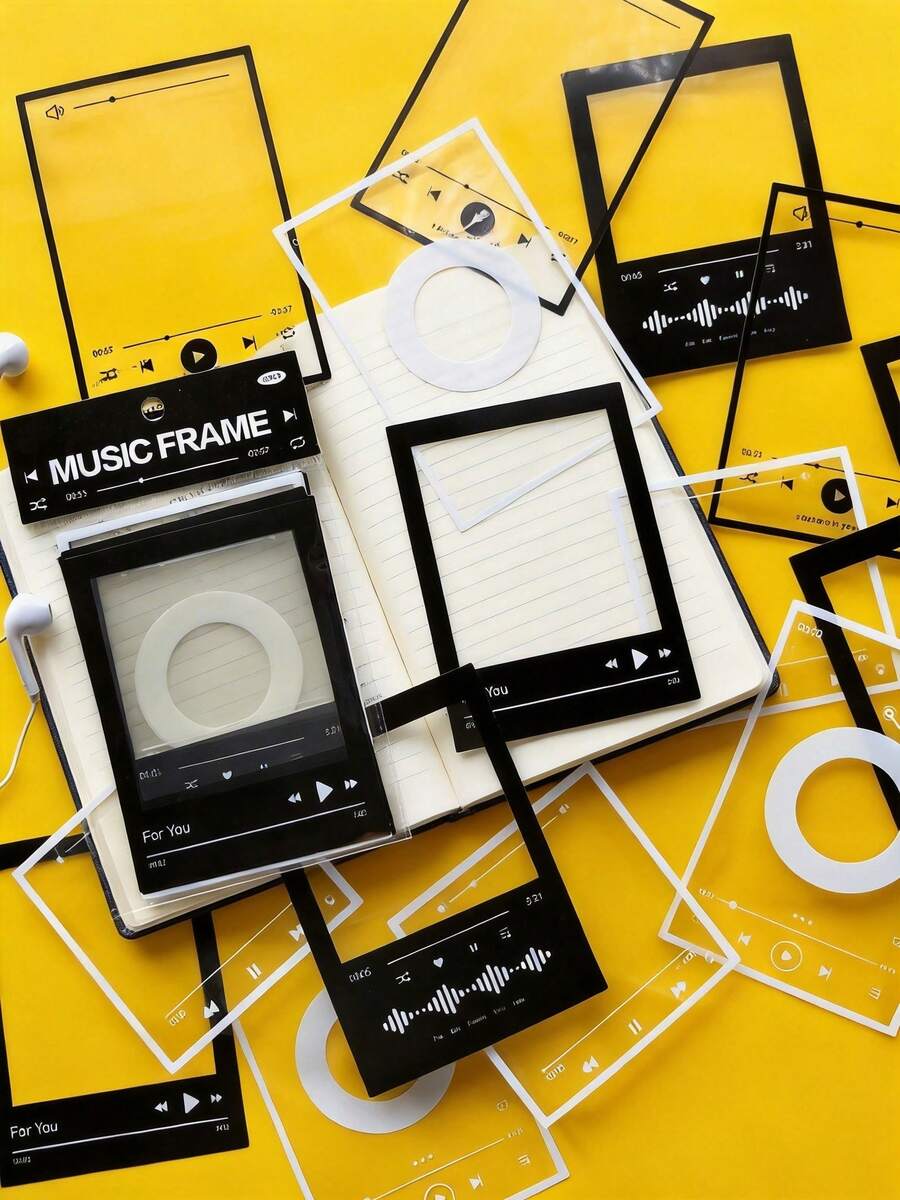 Joivida 1 Pack 15pcs Vintage Film Music Frame PET Stickers DIY Decoration For Scrapbook - Multicolor - View 1