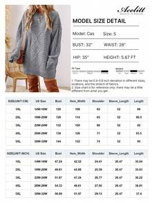 Acelitt Plus Size Women's Solid Color Knitted Fabric Pattern Off-Shoulder Plus Size Sweater Dress, Autumn/Winter - Grey - View 5
