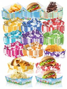 Hawaiian Hibiscus Paper Plates, Disposable Luau Party Food Trays Suitable For Tropical Party, Summer, Hawaii, Ocean Theme, Birthday, Wedding - Multicolor - View 2