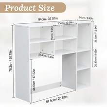 CXRYLZ Desktop Bookshelf Large Capacity Wooden Storage Cabinet With 7 Compartments And 3 Adjustable Shelves Computer Desktop Stand For Dorm Office Home White - Rectangle - View 9
