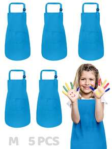 5pcs Kids Apron With 2 Pockets, Adjustable, Suitable For Boys And Girls, Children's Art Painting Apron For Kitchen, Classroom, Cooking, Baking, DIY - Multicolor - View 13