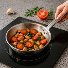 Interior Well Home Frying Pan Ø24x5cm In Stainless Steel, Suitable For Induction And WITHOUT Non-Stick Coating - Silver 4 - View 3