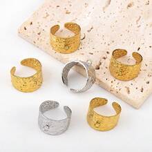 2个不锈钢扁平戒指底座，可调节开口戒圈，适合DIY镶嵌圆形宝石的珠宝 - 戒指托 - 查看 1