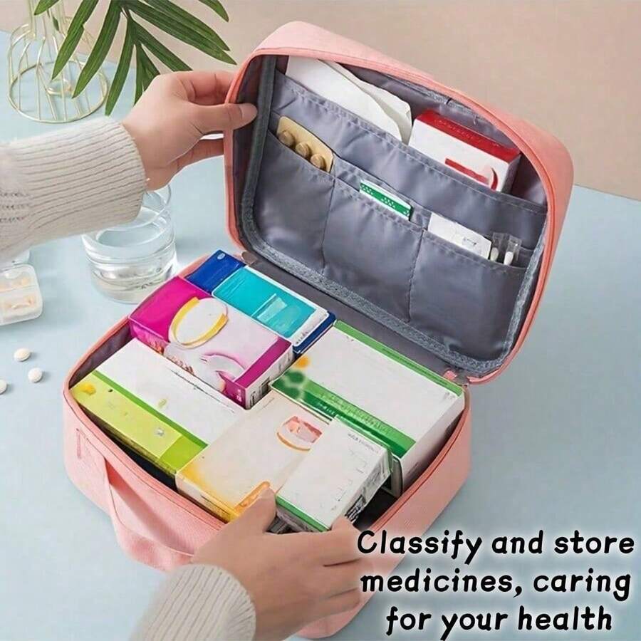 1pc/2pcs Portable First Aid Kit, Mini Medical Bag, Home Medicine Storage Box, Reusable Pill Case, Durable Zipper Medical Pouch For Home, Travel, Camping, Hiking, Work And School. Ideal Outdoor Emergency Survival Kit, Health And Pandemic Prevention Medicine Storage Bag. Suitable As A Gift For Family And Friends On Mother's Day, Father's Day, Halloween, Thanksgiving, Christmas, New Year And Valentine's Day.