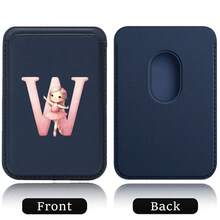 Elastic Magsafe Cardholder Slim Magnetic Wallet Vegan Leather Minimalist Designed Built-In Magnet Magnet Phone Bag Cover CellPhone Credit Card Holder For Apple12/13/14/15/16 Pro Max & Magsafe Case A-Z Astronaut Ballerina Girl Pattern - Teal Blue - View 3