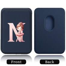 Elastic Magsafe Cardholder Slim Magnetic Wallet Vegan Leather Minimalist Designed Built-In Magnet Magnet Phone Bag Cover CellPhone Credit Card Holder For Apple12/13/14/15/16 Pro Max & Magsafe Case A-Z Astronaut Ballerina Girl Pattern - Teal Blue - View 24