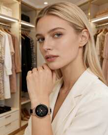 Anne Klein Quartz Watches for Women Rose Gold Stainless Steel Mesh Band Watch Elegant Ladies Gifts Waterproof Wrist Watch - 黑白金 - 查看 4