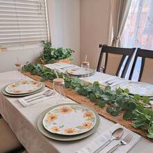 1/12/240pcs Artificial Eucalyptus Wreath, White Flowers, Silver Eucalyptus Leaves & Stars Wreath, Fake Green Plant Vines, Suitable For Wedding, Party, Fireplace, Table Runner, Home Decor, Room Decor, Bathroom Decor, Office Decor, Bedroom Decor, Summer Decor - Green - View 2