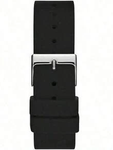 Guess Women's Watch, Women's Black Silicone Strap Watch, Silver Large Buckle Logo Dial, Casual Sports Quartz Wristwatch W0911L8 - Black and Silver - View 7