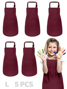 5pcs Kids Apron With 2 Pockets, Adjustable, Suitable For Boys And Girls, Children's Art Painting Apron For Kitchen, Classroom, Cooking, Baking, DIY - Multicolor - View 40
