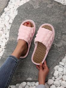 New Puff Breathable Sandals, Hollow-Out Soft Plush Cooling Comfortable Indoor/Outdoor Slippers - Pink - View 8