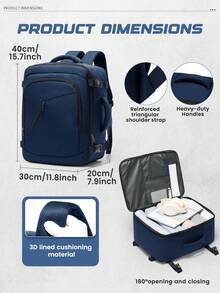 航空公司认可的随身旅行背包，TSA尺寸40x30x20厘米，防水尼龙旅行背包，商务登机背包，带行李套，大容量多口袋日用背包，适合飞行/商务/周末旅行 - 彩色 - 查看 4